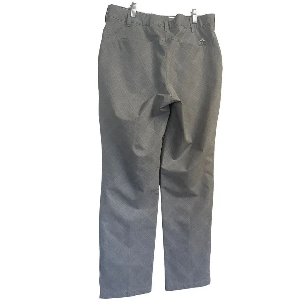 Adidas Men's Beige Check Pattern Relaxed Golf Khaki Pants Size 32 X 32